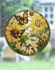5D Sunflower Butterfly Diamond Painting Kits for Adults Hanging Sign Wall Art Sign Diamond Art Suncatcher Hanging Ornament Home Garden Wall Door Hanging Painting Kits, Yellow