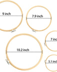 5 Pieces Embroidery Hoops Bamboo Circle Cross Stitch Hoop Ring 5 Inch to 10 Inch for Embroidery and Cross Stitch