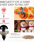 700 Pcs Black Plastic Crochet Safety Eyes with Washers for 6-14Mm Stuffed Animals and Amigurumi DIY Halloween Decorations