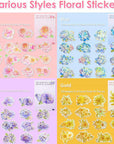 180Pcs Large Flower Stickers with Gold Foil Holographic Outlines, Waterproof Floral Stickers Vinyl Decorative Decals for Scrapbooking Supplies Junk Bullet Journals Envelopes Resin Crafts