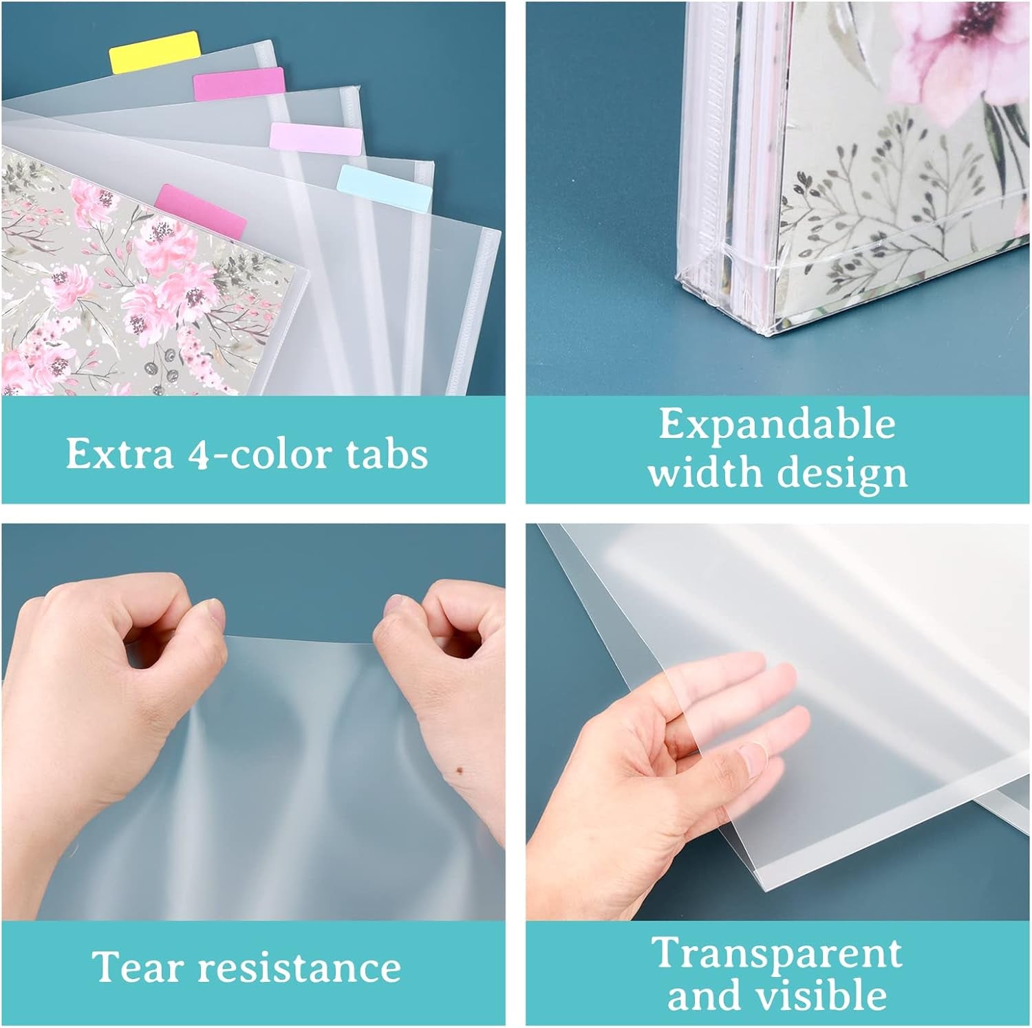 20 Pieces Scrapbook Paper Storage Clear 12 X 12 Paper Storage Organizer with Tabs and Gusset Bottom for Holding Scrapbook Paper, Vinyl Paper, Paper, Cardstock