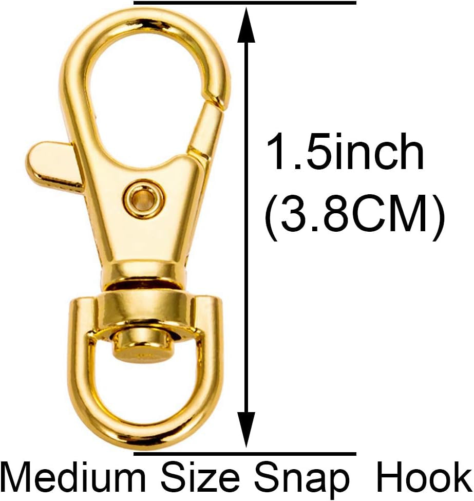 5 Set Key Chain Flat Key Rings Women Metal Swivel Clasps Snap-On Keychain Ring Hook Spring Clip Snap Hook Lobster Clasp for Keys, Lanyards Jewelry Findings, round Edge, Gold