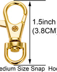 5 Set Key Chain Flat Key Rings Women Metal Swivel Clasps Snap-On Keychain Ring Hook Spring Clip Snap Hook Lobster Clasp for Keys, Lanyards Jewelry Findings, round Edge, Gold
