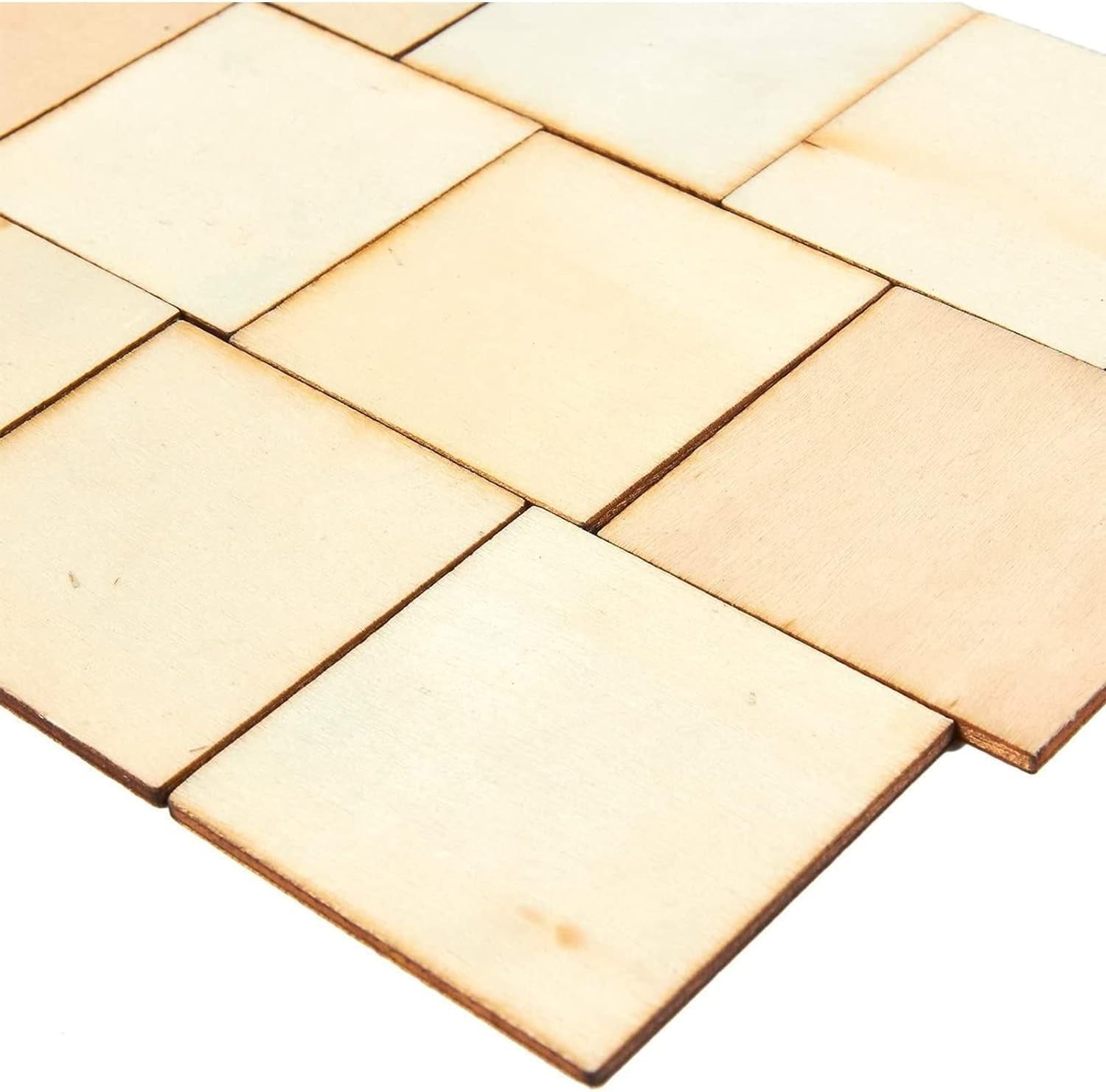 60 Pieces 2X2 Wood Squares for DIY Crafts, Unfinished Wooden Cutout Tiles for Painting