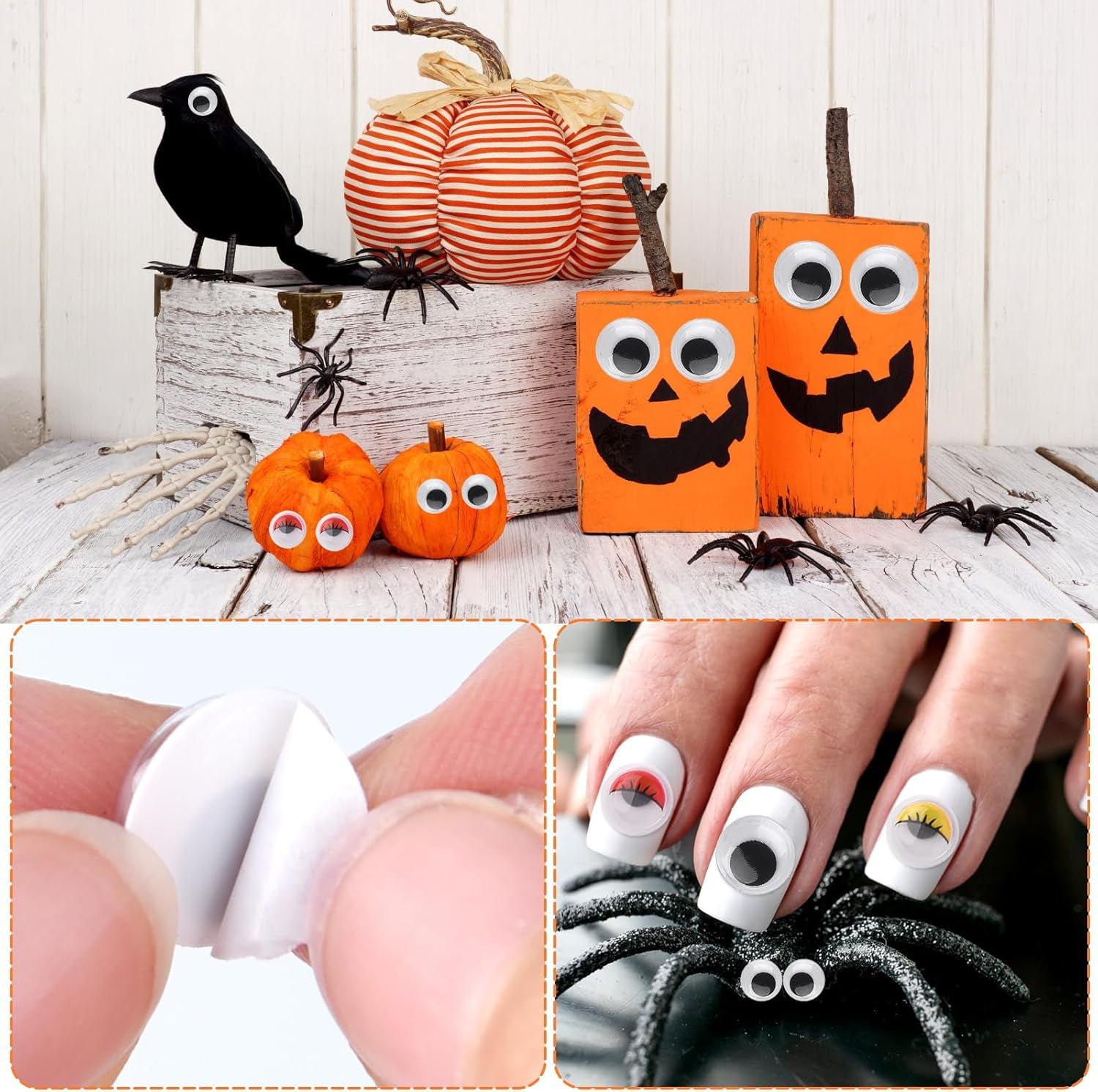 800Pcs 4Mm-12Mm Googly Eyes Self Adhesive Wiggle Eyes for Art Craft Supplies, Doll Making and Scrapbooking,7 Size