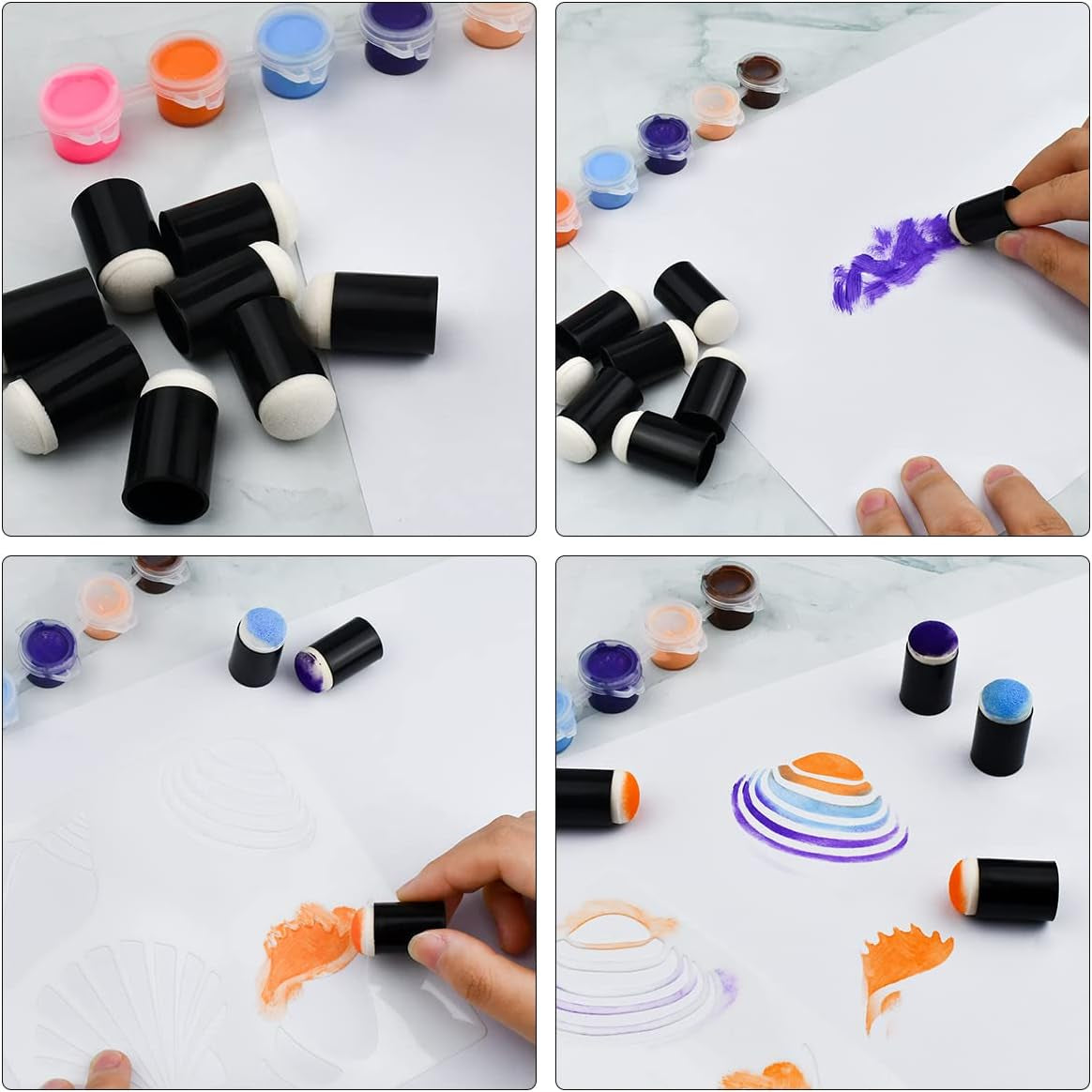 30 Pcs Craft Finger Sponge Daubers Drawing Project Finger Painting Sponge Set for Card Making, Painting, Stamping, Ink