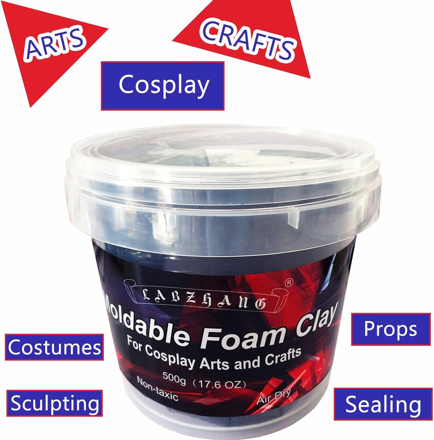 500G Cosplay Foam Clay,Lightweight Sculpting Foam, Air Dry Clay for Cosplay and Costumes,Moldable Foam Clay for Intricate Designs, Cutting or Rotary Tool, Sanding or Shaping (Black)