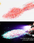 Glow in the Dark Glitter 15 Jar - 12 Colors Glow Glitter and 3 Colors Gold Foil Flakes, High Luminous Glitter for Resin Crafts, Cosmetic, Nail, Glowing Dye for DIY