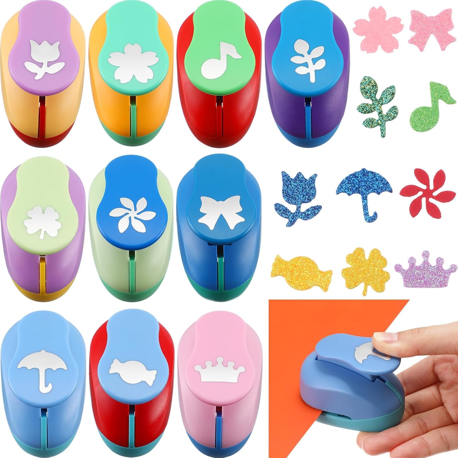 10 Pcs Craft Hole Punch Shapes 1 Inch Paper Punch Hole Puncher for Crafts, Mix Shape Cutters for Paper Crafting Scrapbooking Kids Teacher Office Supplies (Classic)