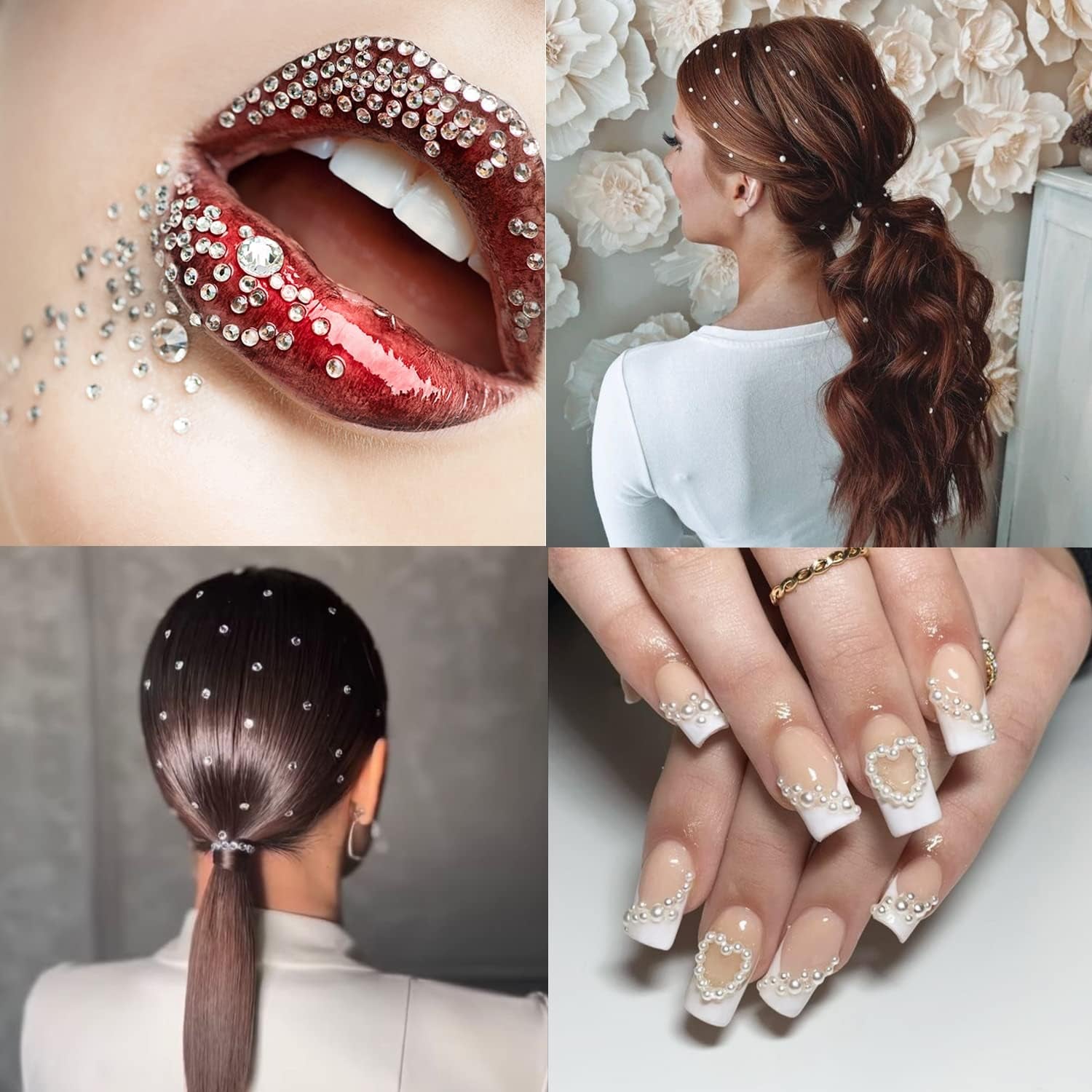 2116 Pcs Self Adhesive Rhinestones for Makeup Eyes Face 6 Sheets Clear Rhinestones Stickers Bling Gems Jewels Stickers for DIY (White)