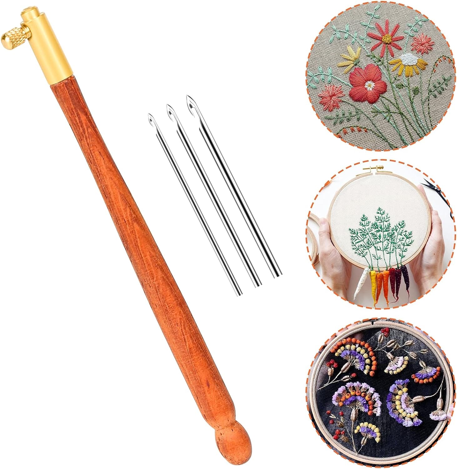 Tambour Hook with 3 Needles 70 100 120 Embroidery Beading Crochet Tools Kit
