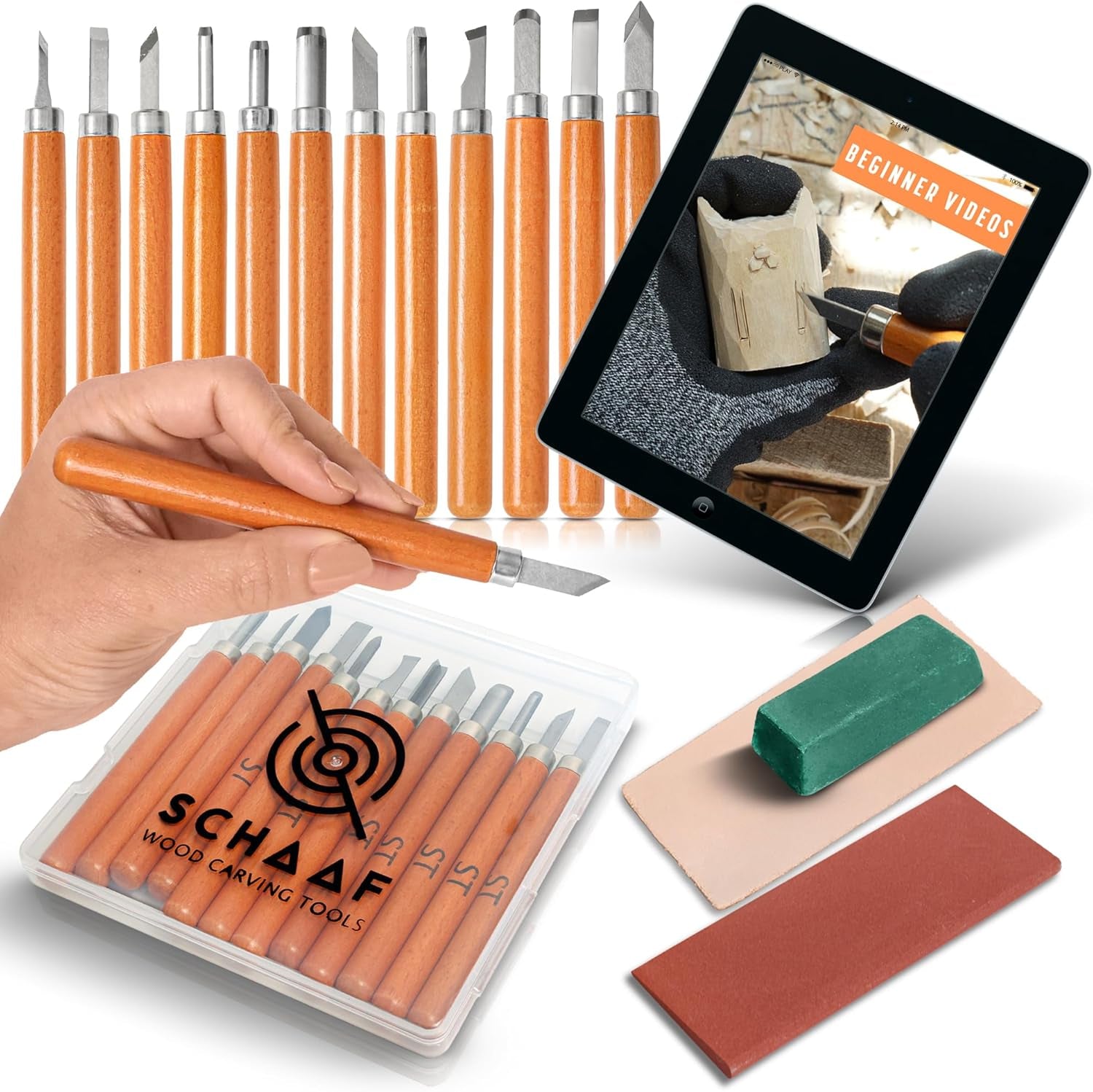 Beginner Friendly Wood Carving Tools, Razor Sharp Detail Wood Carving Kit, DIY Wood Carving Set with Learning Videos, Linoleum Carving Tools, 15Pc Precision Japanese Pen Chisel Set from