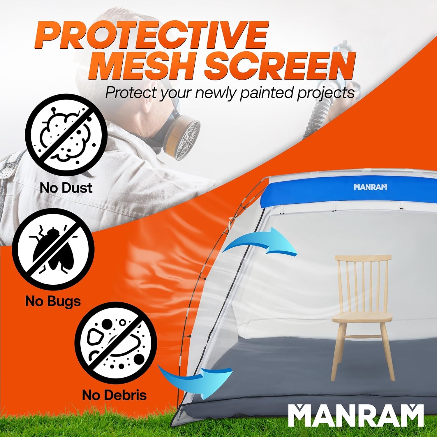 Portable Paint Tent (9X6X5.5 Ft) – Paint Booth with Built-In Floor, Mesh Screen, Windproof Hooks, and Storage Bag – Ideal for DIY Painting Projects