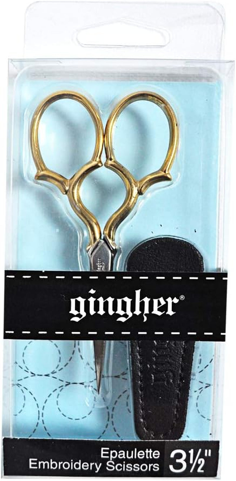 Gingher 1005279 Epaulette Embroidery Scissors 3.5-W/Leather Sheath