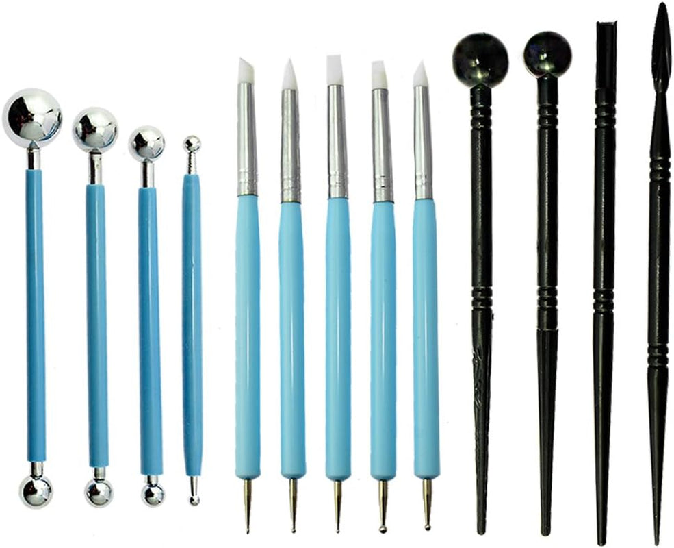 - 13Pcs Polymer Modeling Clay Sculpting Tools, Dotting Pen, Silicone Tips, Ball Stylus, Pottery Ceramic Clay Indentation Tools Set Also for Cake Fondant Decoration and Nail Art