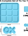 Tic Tac Toe Resin Mold with 5 Chess Pieces Molds, X O Board Game Silicone Molds for Resin Casting,Diy Tabletop Board Game