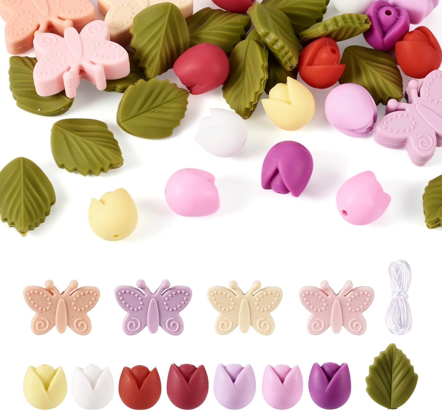 65Pcs Daisy Flower Silicone Focal Beads Yellow Silicone Rubber Beads Summer Focal Bracelet Beads Glass Rhinestone Beads for Necklace Spring’S Festival Jewelry Making