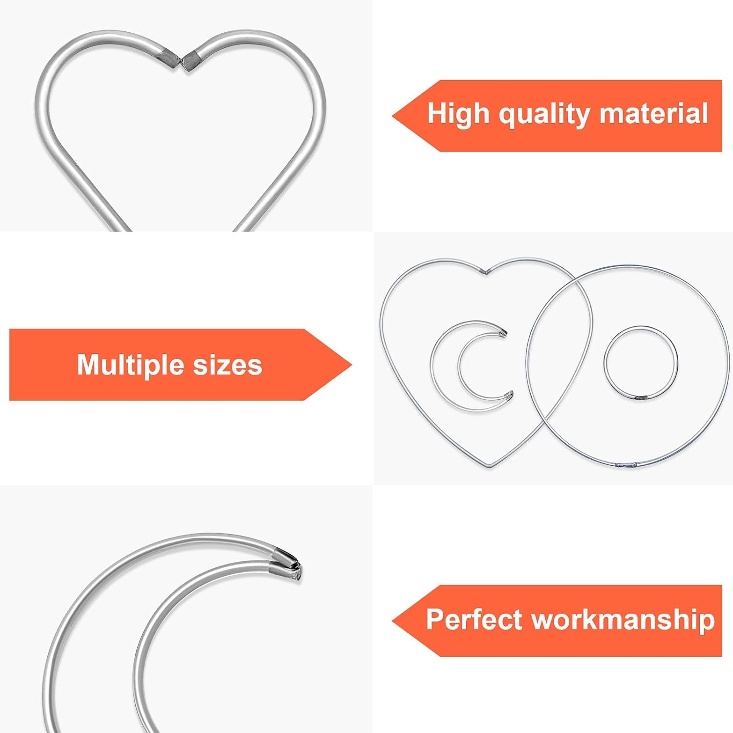 20 Pieces Metal Dream Catcher Rings Circle Heart Moon Shaped Catcher Rings Macrame Hoop Rings for DIY Crafts Wedding Wreath Wall Hanging Decor