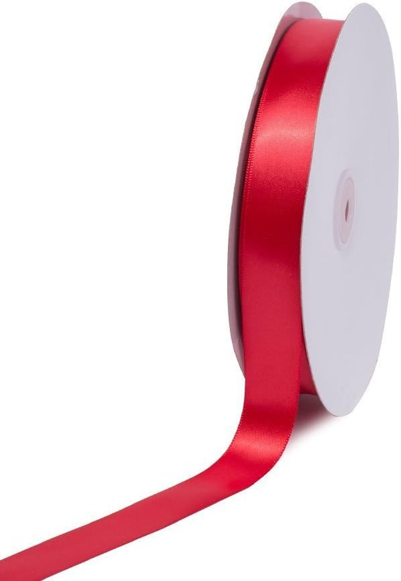 PSF0708-250 Solid Satin Ribbon, 7/8"/100 Yd, Red