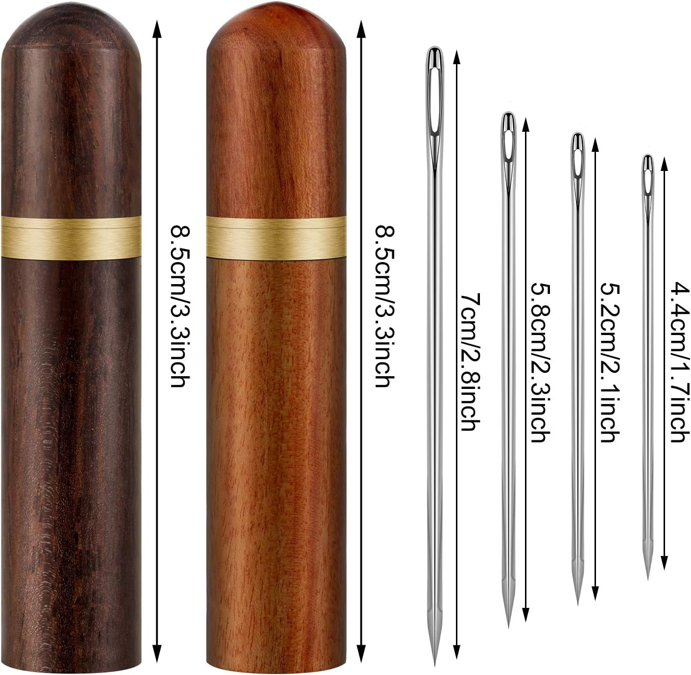 24 Pieces Self Threading Needles Easy Threading Needles and 4 Pieces Large-Eye Hand Sewing Needles with 2 Pieces Wooden Needle Case for Storing Handmade Sewing Embroidery Needle Accessories