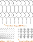 360Pcs Keychain Bulk, 120Pcs Keychain Rings with Chain and 120Pcs Open Jump Ring with 120Pcs Screw Eye Pins for Crafts and Jewelry Making