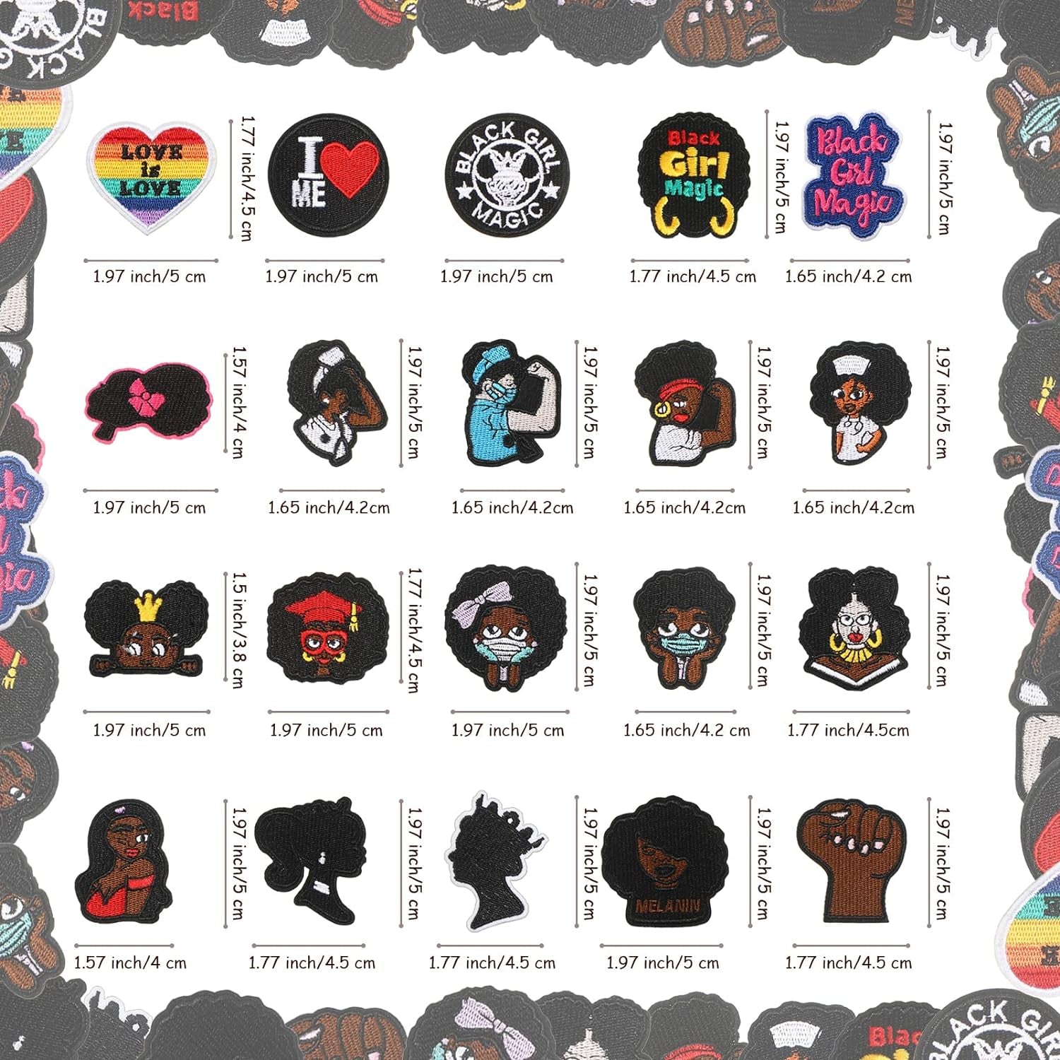 20 Pieces Black Girl Patches Iron on Patches for Clothing Afro Girl Embroidered Patches Sew on Patch Applique for Clothes Backpacks Jeans Jackets DIY Craft (Cute Style)