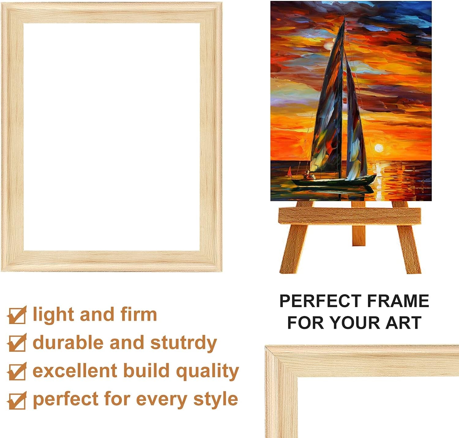 DIY Canvas Stretcher Bars 16X20 Inch Canvas Frame - Easy to Assemble, Gallery Wrap Oil Frame Kits Canvas Wood Stretcher Bars- for Oil Paintings, Prints, Paint