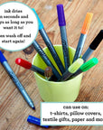 Artist Set of 20 Original Doodle Wash-Out Fabric Marker Set - Double-Ended Felt Tips in Handy Storage Box