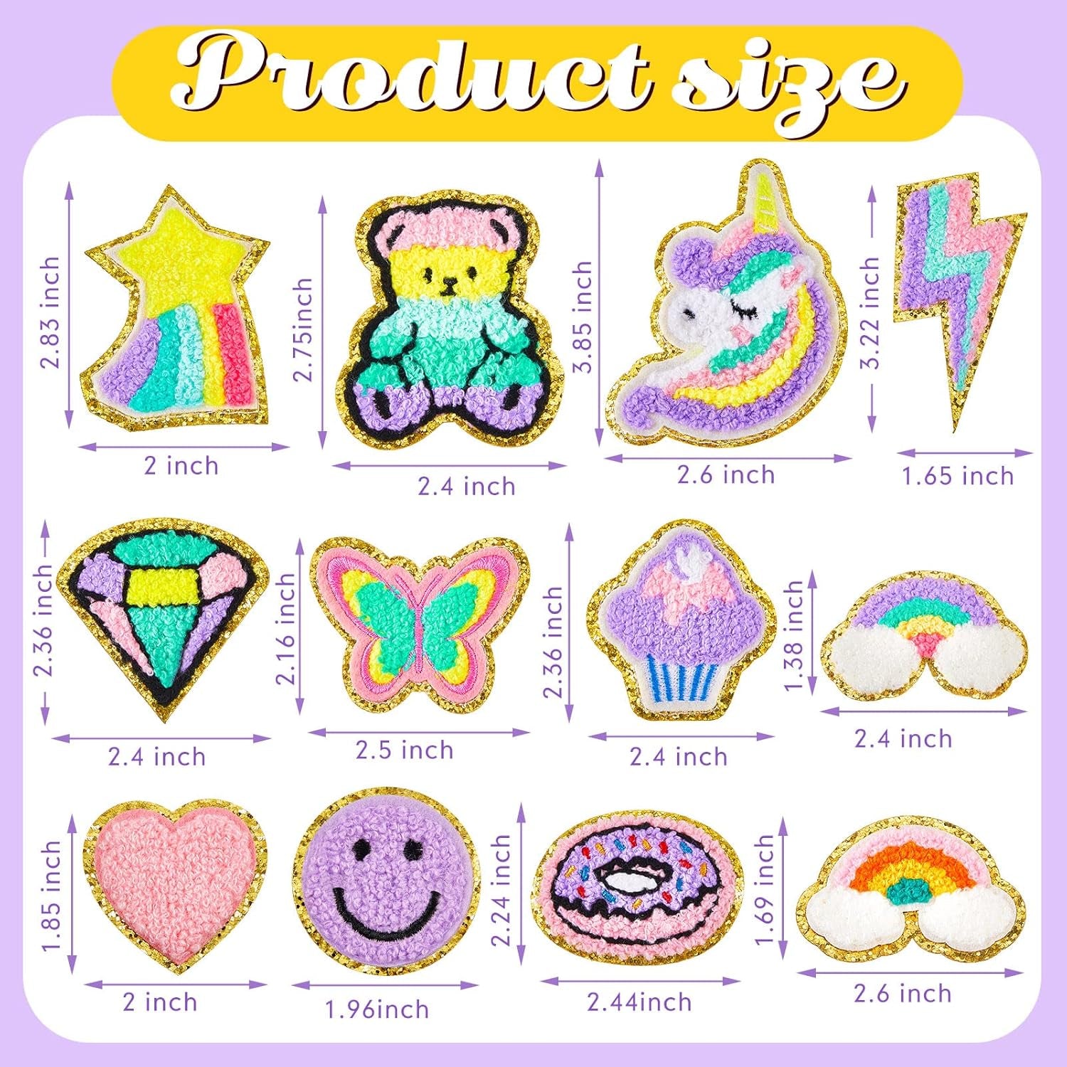 28 Pcs Iron on Patches Colorful Sew Iron on Patch Chenille Embroidered Patches Applique Patches for Clothing Fabric Jackets Jeans Repair Decor Craft (Unicorn Styles)