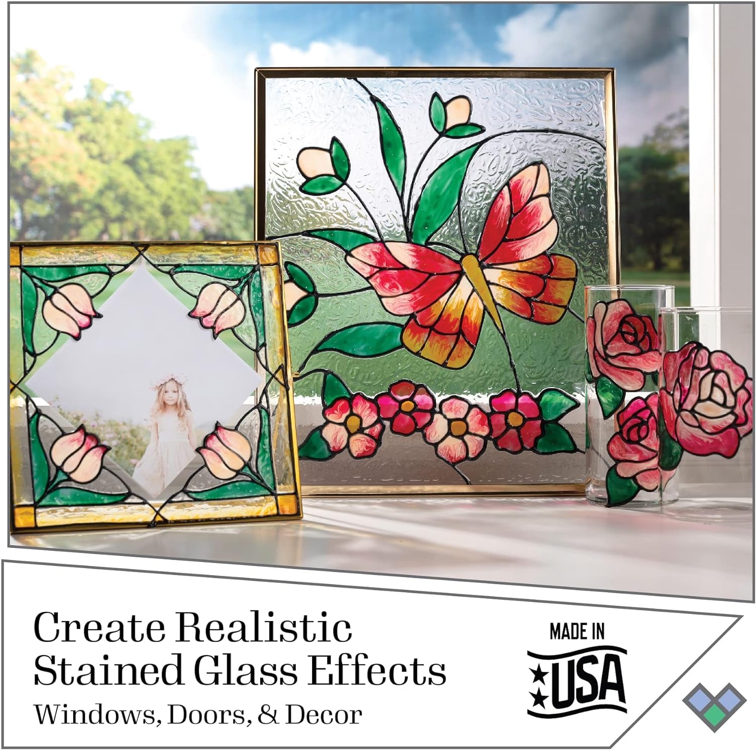 , Floral Stained Kit, Glass Paint Set for DIY Arts and Crafts, Perfect for Beginners and Artists, 1 Count (Pack of 6)