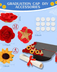 30 Pcs Stick Flat Back Roses Floral Stickers Adhesive Backed Roses Yellow Sunflower Heads 3D Butterfly Stickers for Graduation Cap Decoration Home Decor Craft Art Decor