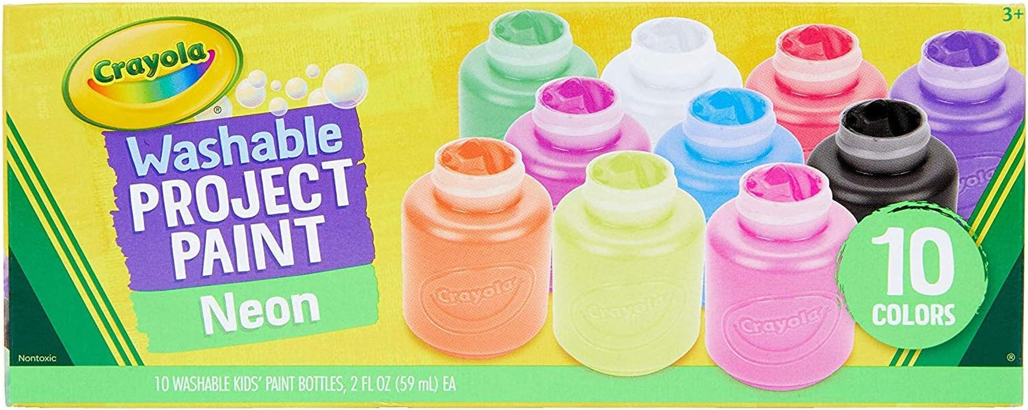 10-Color Neon Washable Kids Paint (Set of 10)