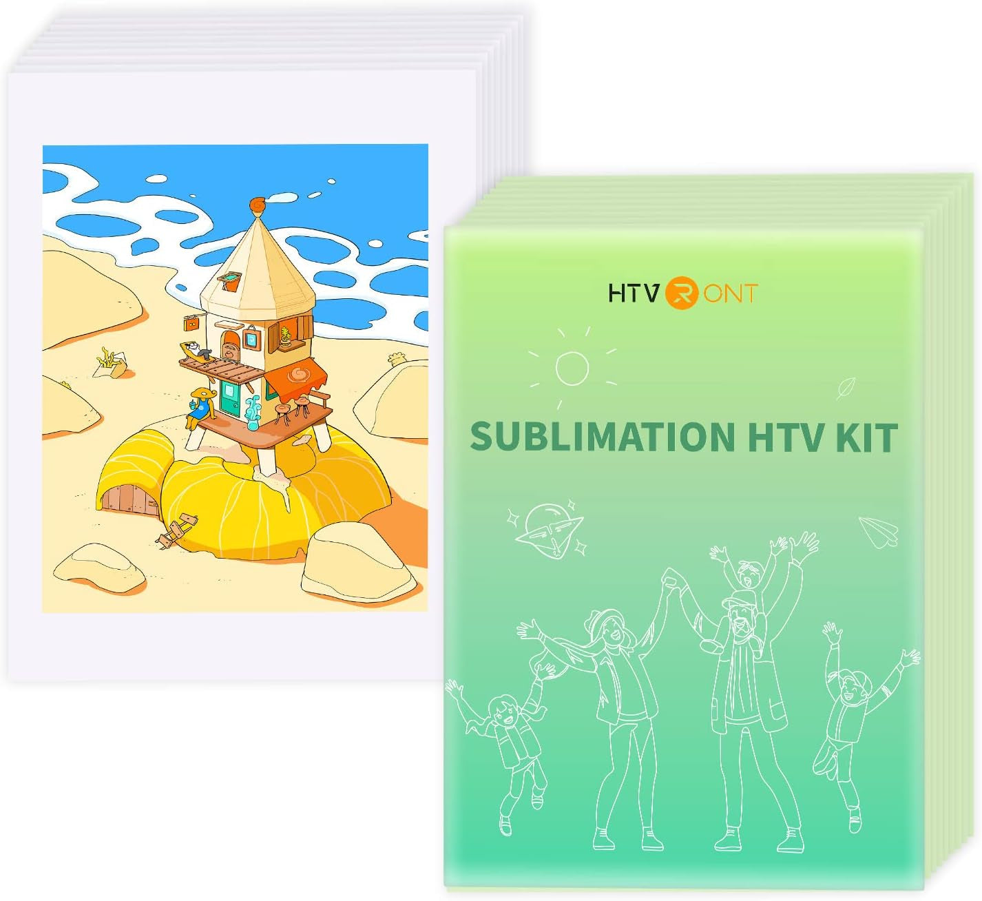 20 Sheets Sublimation Clear HTV Vinyl Sets -10 Sheets Glossy Sublimation Vinyl 8.5" X 12" + 10 Sheets Sublimation Paper 8.5" X 11",Suit for Light Colored Cotton Fabrics
