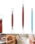 Clay Tools 21 PCS, Pottery Tool Kit Dotting Tools Polymer Clay Tools, Ceramics Tools with Wooden Handle Pottery Tool Bag