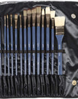 Premium Paint Brush Set 15 Piece, Includes 15 Different Brushes in a Roll Case with Magnetic Closure, Suitable for Watercolour, Acrylic and Oil Painting