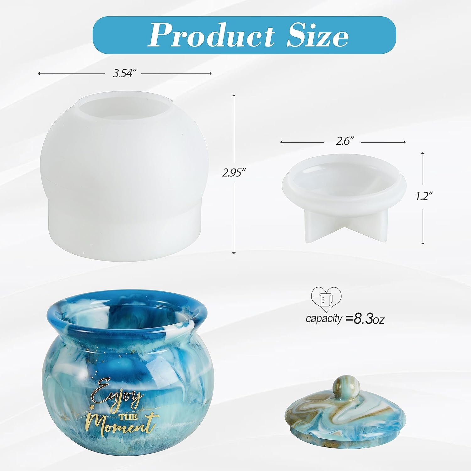 Silicone Jars Molds with Lids for Epoxy Resin Casting, Candy Jewelry Storage Boxes, Home Decoration, DIY Crafts