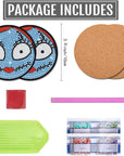 2 PCS Diamond Painting Coasters Kits, DIY Funny Jack Skull Diamond Art Coaster Sets for Beginners Adults and Kids Art Craft Supplies