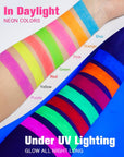 14 Pcs Glow in the Dark Face Paint,  Black Light Neon Face & Body Paint, Halloween Masquerade Makeup Sticks, Fluorescent Crayons Kit for Kids