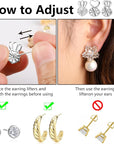 Earring Backs for Droopy Ears 8 Pairs Hypoallergenic Earring Lifters Backs for Studs, Adjustable Earring Backs Repacements for Heavy Earrings