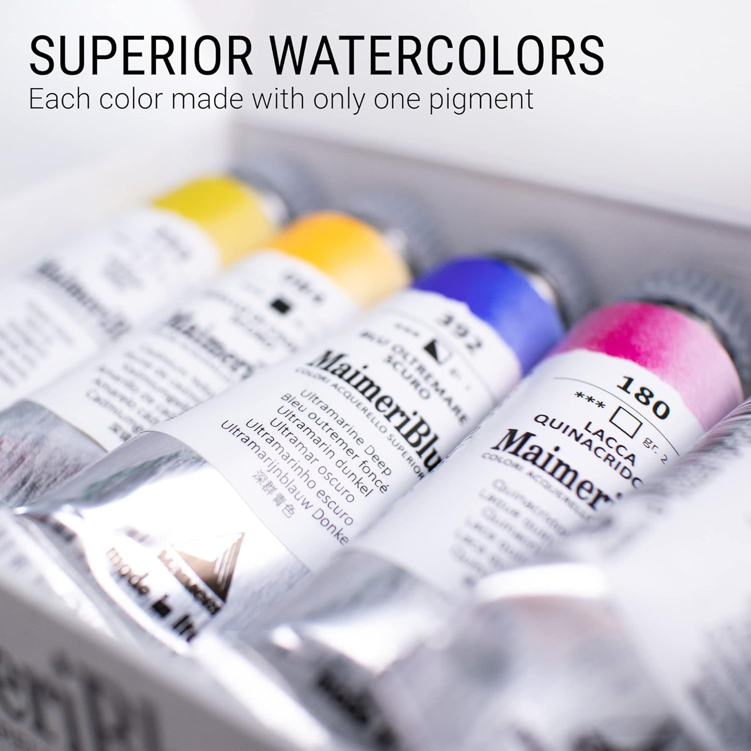 blu 12Ml Introductory Single-Pigment Watercolor Paint Set - 5-Piece Professional Watercolor Paint Set - Watercolor Tubes for Artists - Lightfast and Transparent Watercolor Paint Tubes