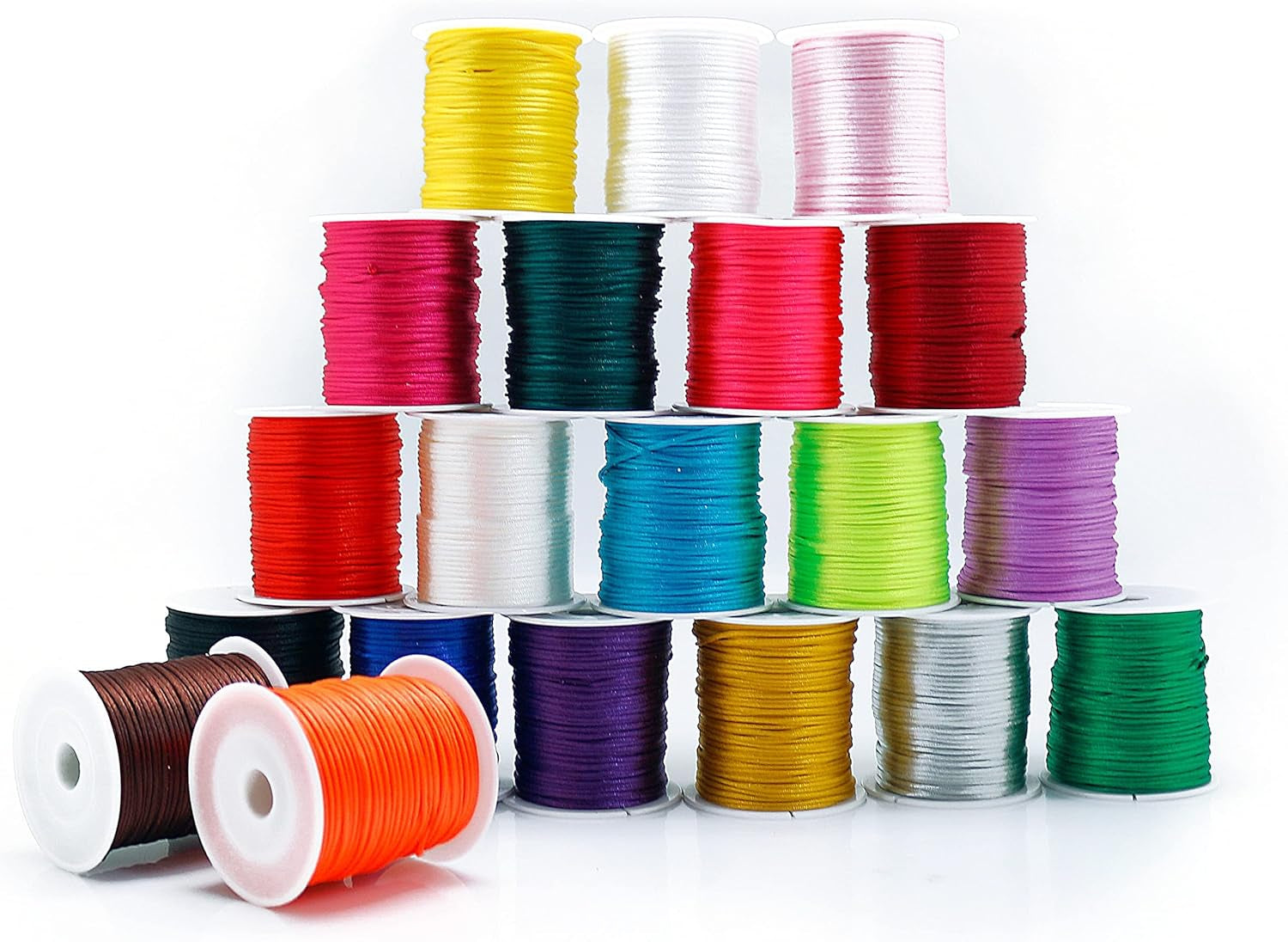 656 Yards 1Mm Rattail Satin Nylon Trim Cord 20 Colors Silk Cord Beading String for Necklace Macrame Friendship Bracelet Chinese Knot Kumihimo Dream Catchers Braid Hair
