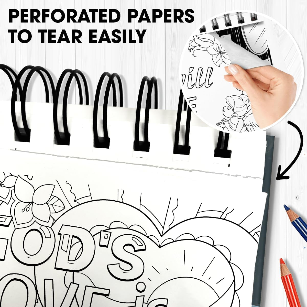 Flowers Patterns Hardcover Pages Poster God Bless You Spiral Coloring Book for Adults with Inspirational Bible Phrases Motivational Scripture Quotes Mindfulness Relaxing