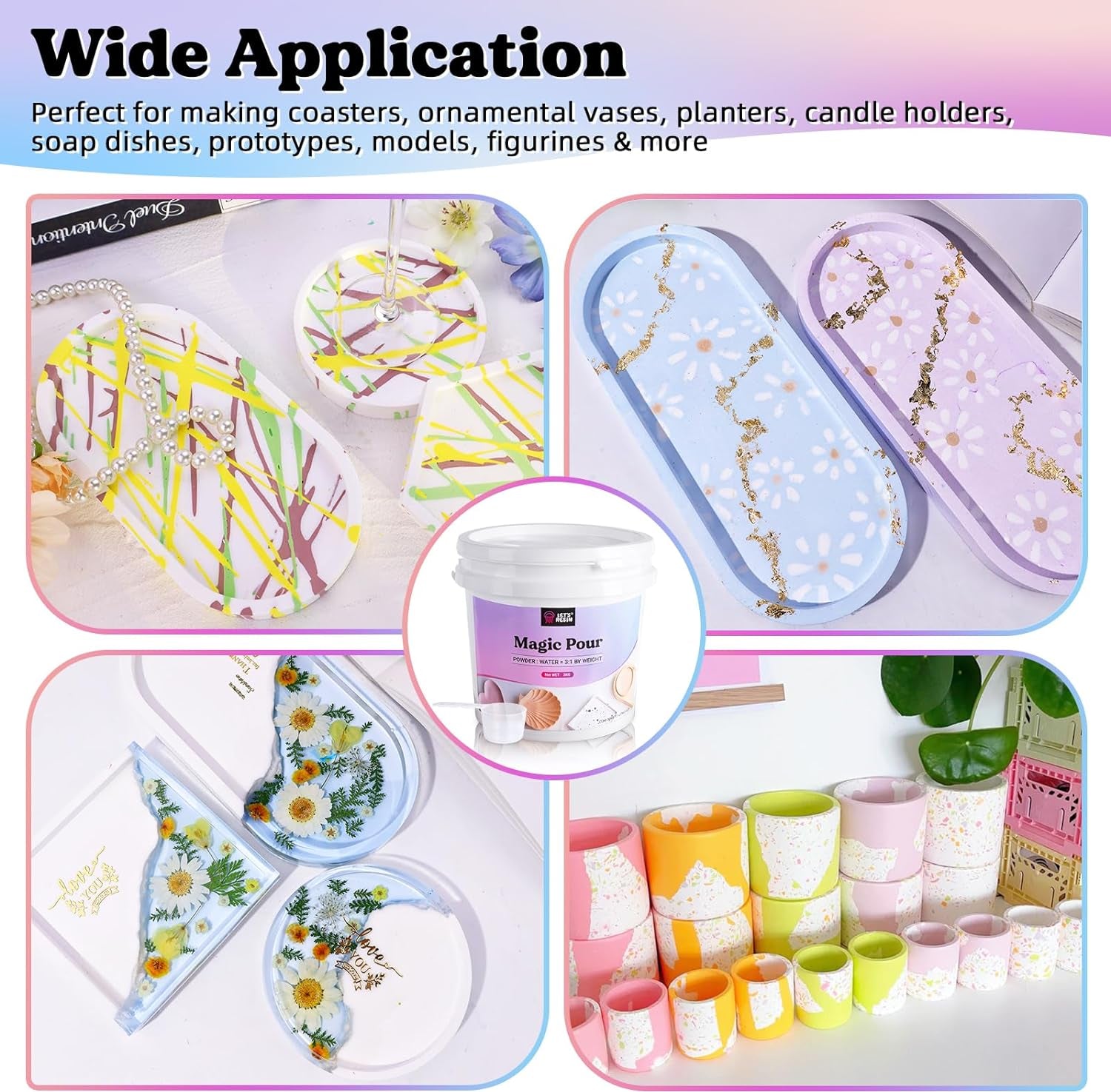 Resin Casting Powders 3000G, Fast Cured Casting Resin Kit for Beginners,20~30 Minutes De-Mold, Water Activated Plaster Powder Casting Kit for Resin Molds, Easy Mixing & Self Leveling