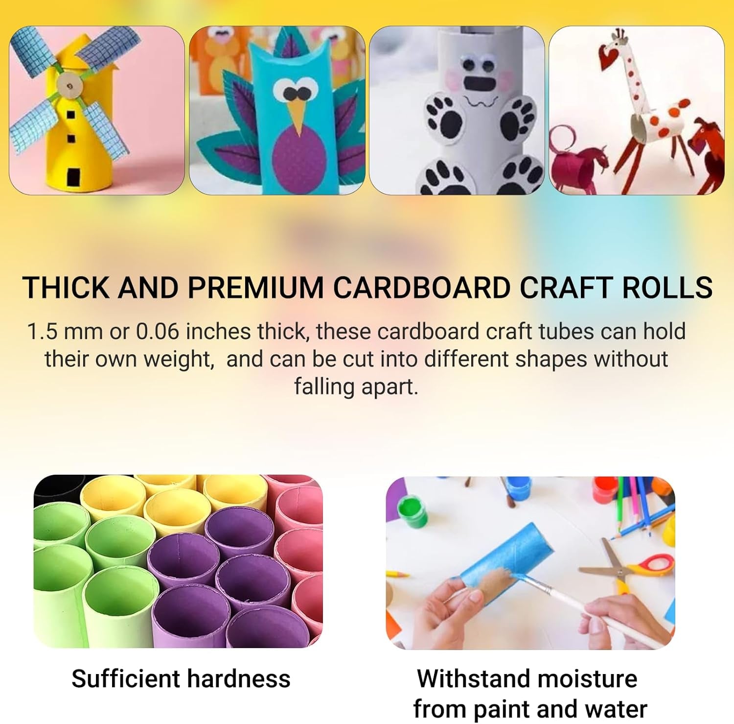 30-Pack Thick Craft Rolls, Multicolored round Cardboard Tubes for Crafts, 4.5 X 1.5 Inches Cardboard Craft Rolls in 6 Colors, Large Classroom Pack Paper Tube (Red Yellow Blue Green Purple Black)