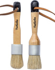 Series Natural Bristle 2 Brush Set | 1 Inch round and Flat Detail Brushes | Use to Apply Paint, Wax, Cream and More