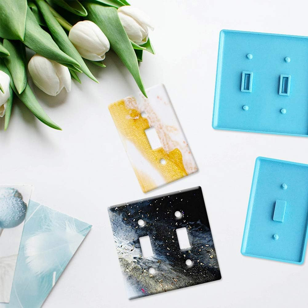 Light Switch Cover Resin Molds,Switch Socket Panel Plaster Mold for Epoxy Resin Epoxy Molds,Switch Plate Silicone Mold Outlet Cover Molds for DIY Crafts Making Home Decor（7Pcs）