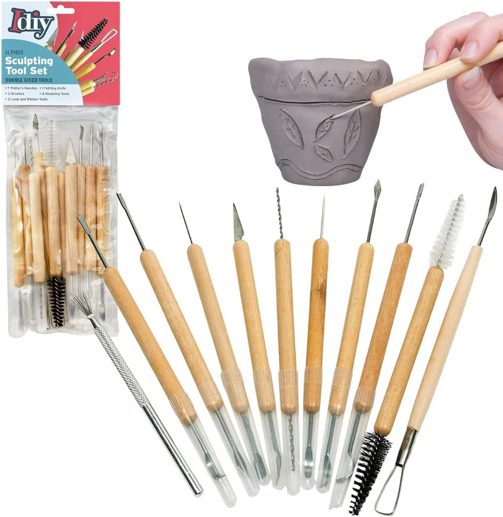 Pottery Tool Kit -21 Tip Double Sided, 11-Piece Tool Beginner&#39;S Clay Sculpting Set, Clay, Wood Carving, Ceramic Art Project Accessory for School, Classrooms, Kids/Adults, Birthday Gift, Craft Activity