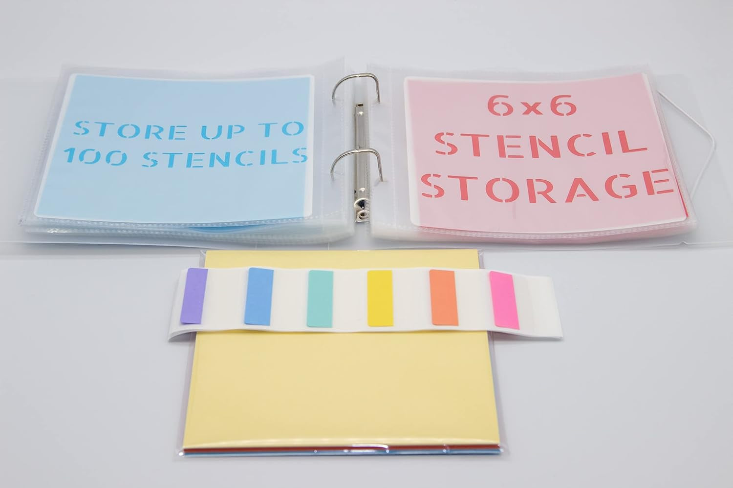 Cookie Stencil Storage Binder, Stamp &amp; Die Cut Storage Binder with 50 Clear Sheet Protectors Holds 6"X6" Size - Clear Binder with D-Rings for Scrapbooking Die-Cuts, Embossing Folders Organizer