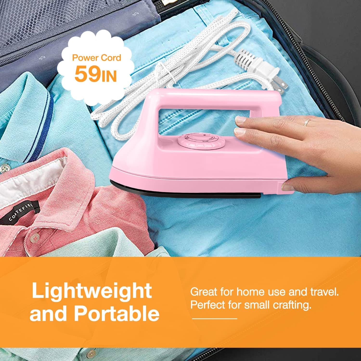 Mini Iron for Crafts Quilting, Travel Iron Household Iron Easy Iron Supplies Mini Electric Iron, Mini Heat Press Machine Sewing Sachine (Pink), White, Blue, Pink, Purple, Black, Rose Red