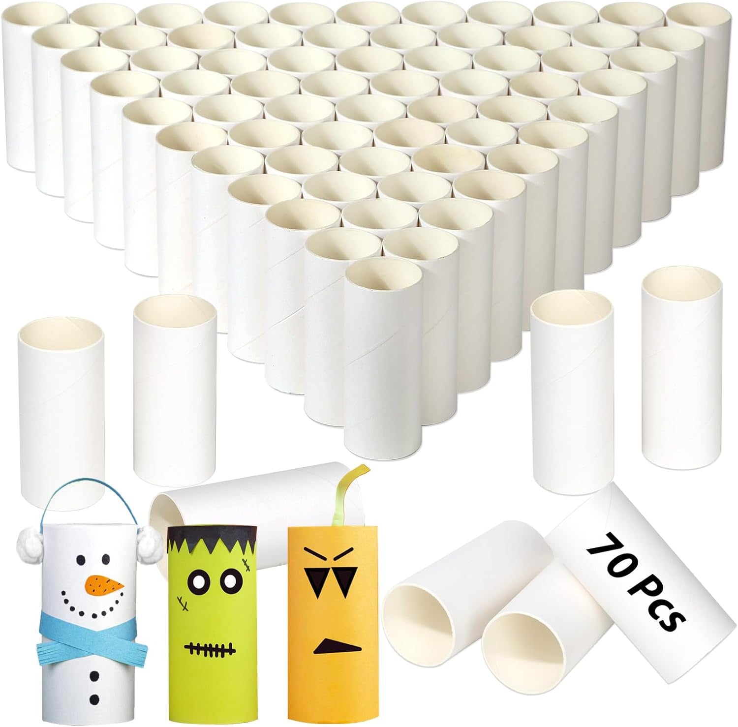 70 Pieces Cardboard Tubes for Crafts, Brown Kraft Toilet Paper Rolls for Crafts - 1.5 X 3.2 Inches Strong and Pressure-Resistant Tubes for School Supplies Classrooms Kids DIY Art